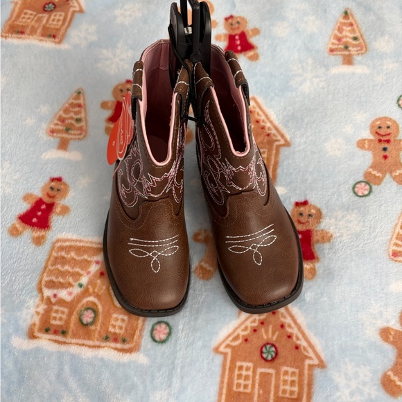 ❤️Kids Brown and Pink Cowboy Boots New Size 8 Wonder Nation - Picture 5 of 16